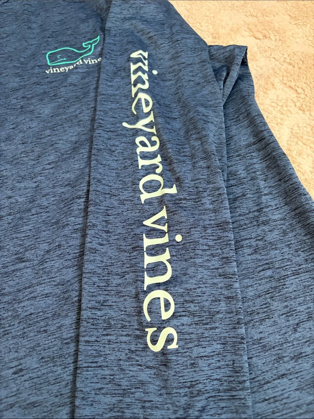 Vineyard Vines Heather Navy Long Sleeve Rash Guard with Mint Logo